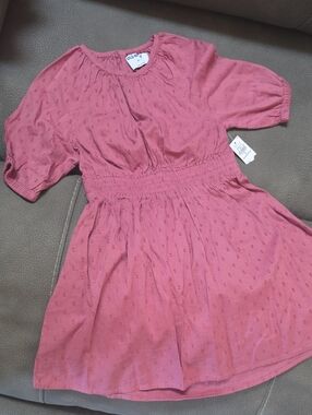 Old Navy Rose Pink Short-Sleeve Smocked-Waist Dress NEW With Tags